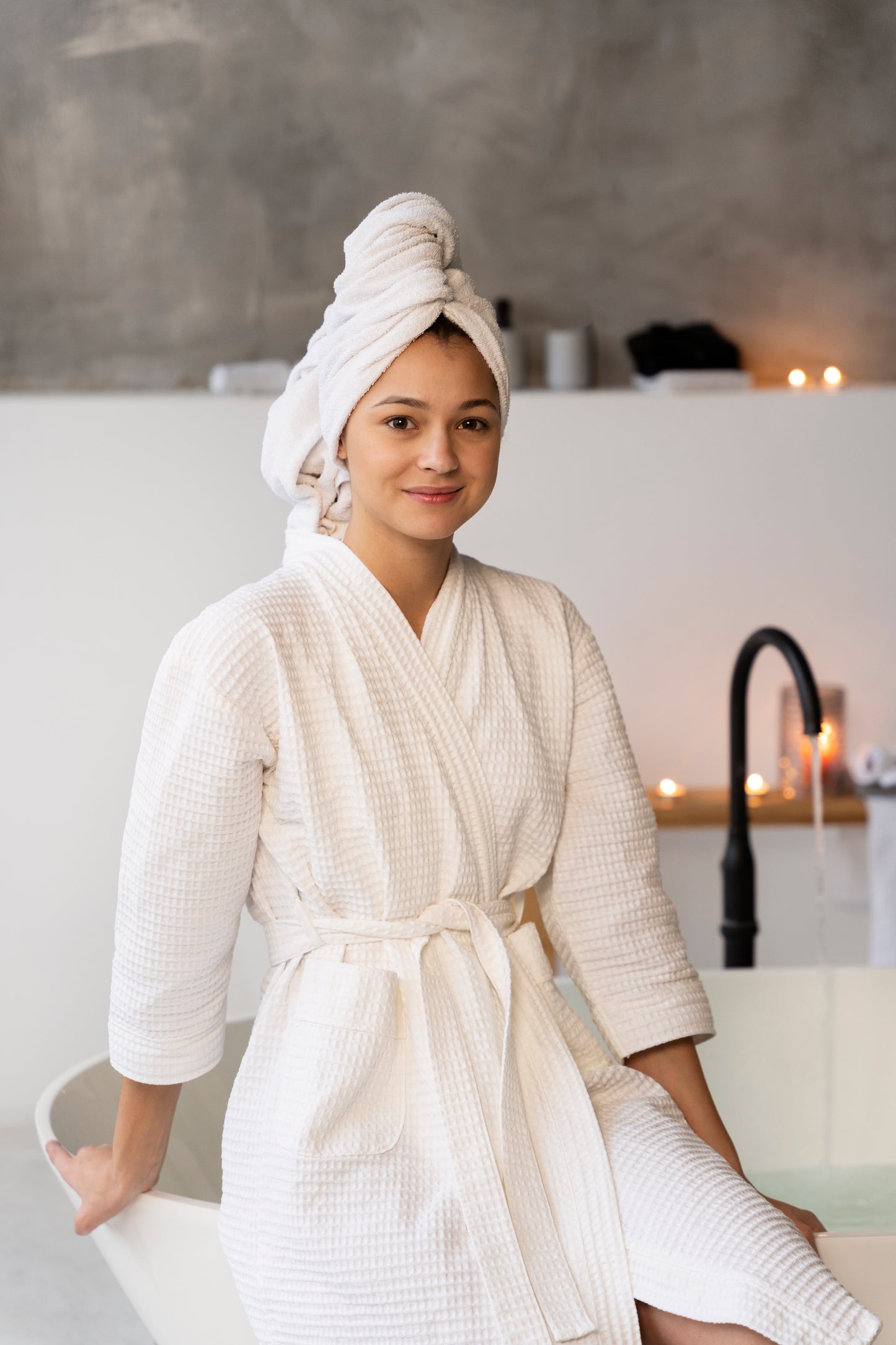 DOUBLE SIDED BATHROBES, Kimono 48" x 60" 100% Ringspun Cotton Honeycomb Outer Layer Waffle with Inside Lining Terry CTN Pack of 12 EA