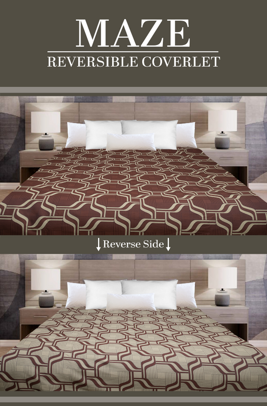 Marigold Maze Reversible Coverlet – Brown/Beige