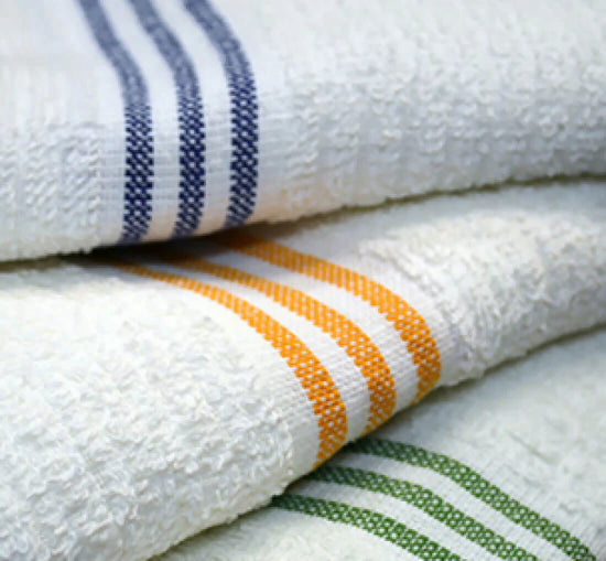 Three Stripes Ribbed Pool Towel – Blue Stripe, 30x60, 100% Cotton, Bale of 10 (120 towels)